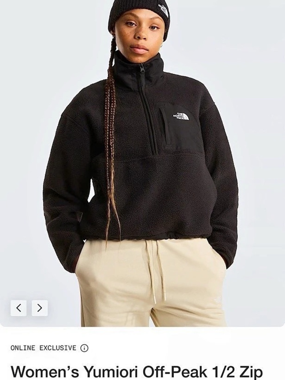 The North Face Yumiori Off-Peak 1/2 Zip Fleece Jacket Black Fleece Half-Zip Like
